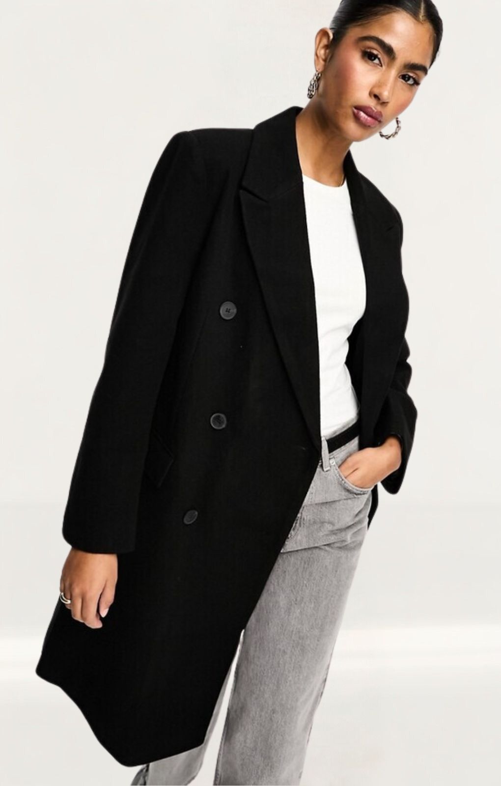 ASOS DESIGN Mid Length Dad Coat In Black