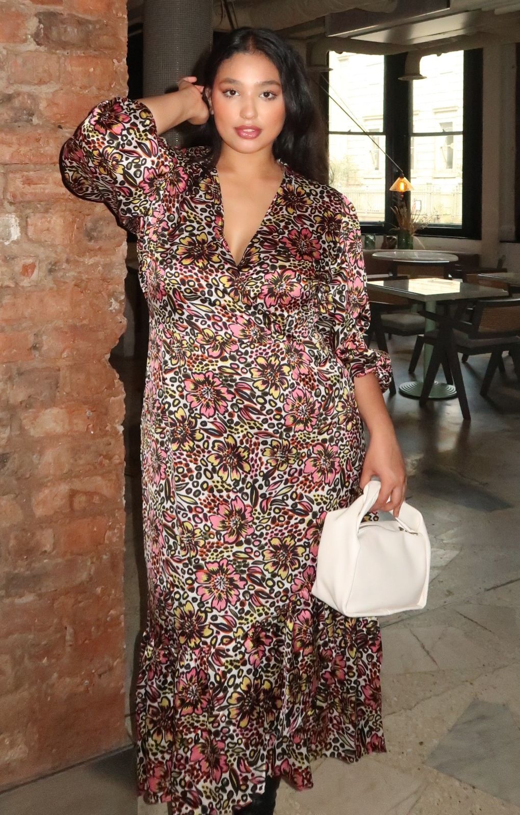 Glamorous Curve Retro Floral Animal Midaxi Wrap Dress