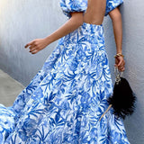 Seven Wonders Kiah Blue Floral Tiered Dress