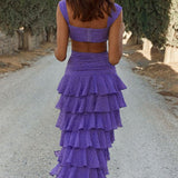 Seven Wonders Melina Purple Tiered Maxi Set