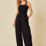 Nobody's Child Shirred Bodice Jumpsuit Black
