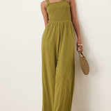 Nobody's Child Shirred Bodice Jumpsuit Green