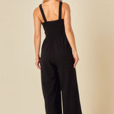 Nobody's Child Shirred Bodice Jumpsuit Black