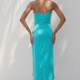 Jaded Rose Tall Cowl Neck Satin Midaxi Dress In Aqua Green