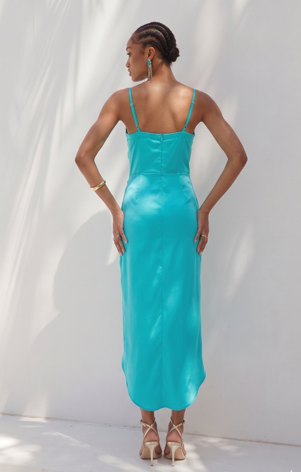 Rent Jaded Rose Tall Cowl Neck Satin Midaxi Dress In Aqua Green Rent Jaded Rose Tall Cowl Neck Satin Midaxi Dress In Aqua Green