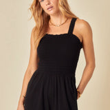 Nobody's Child Shirred Bodice Jumpsuit Black
