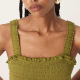 Nobody's Child Shirred Bodice Jumpsuit Green