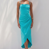 Jaded Rose Tall Cowl Neck Satin Midaxi Dress In Aqua Green