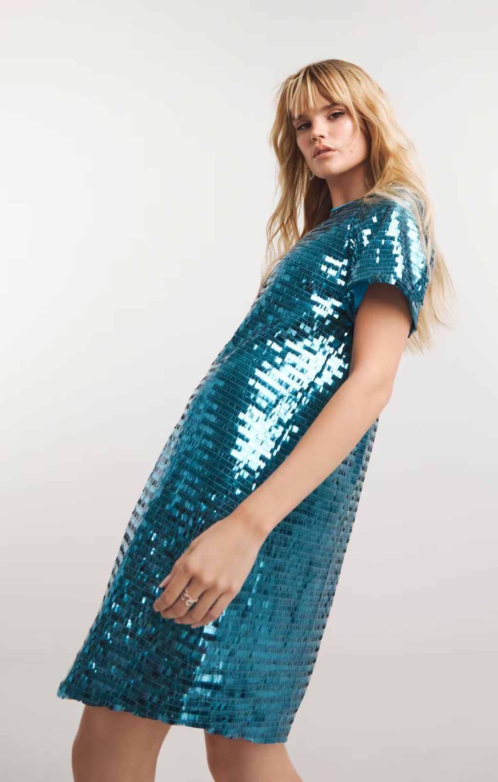 blue sequin shirt dress ASOS DESIGN oversized sequin mini shirt dress with belt in blue