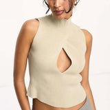 Sixth June Knit Crop Top in Beige