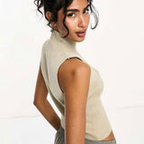 Sixth June Knit Crop Top in Beige