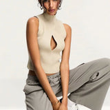 Sixth June Knit Crop Top in Beige