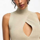 Sixth June Knit Crop Top in Beige