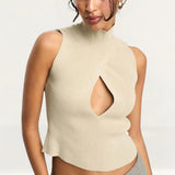 Sixth June Knit Crop Top in Beige