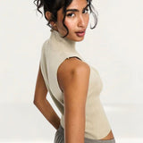 Sixth June Knit Crop Top in Beige