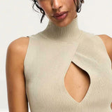 Sixth June Knit Crop Top in Beige