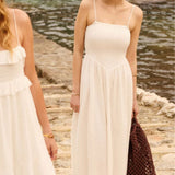 Nobody's Child Stone Ruched Drop Waist Imogen Midi Dress