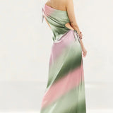 Style Cheat One Shoulder Satin Midaxi Dress In Ombre Effect