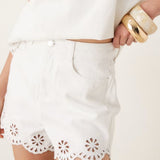 Nobody's Child White Denim Broderie Shorts