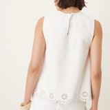 Nobody's Child White Denim Broderie Swing Top
