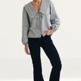 Nobody's Child Black Gingham Long Sleeve Birdie Blouse