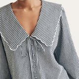 Nobody's Child Black Gingham Long Sleeve Birdie Blouse