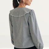 Nobody's Child Black Gingham Long Sleeve Birdie Blouse