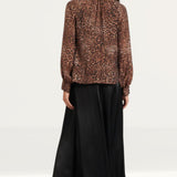 Nobody's Child Leopard Print Tie Neck Blouse