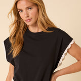 Nobody's Child Black Crochet Trim Tank
