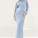 TFNC Cowl Back Maxi Dress in Dusty Blue