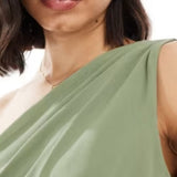 TFNC Chiffon Maxi Dress with Wrap Skirt in Dark Green