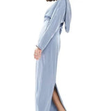 TFNC Cowl Back Maxi Dress in Dusty Blue