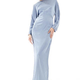 TFNC Cowl Back Maxi Dress in Dusty Blue