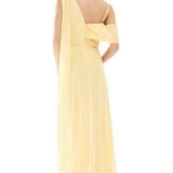 TFNC One Shoulder Drape Maxi Dress with Wrap Skirt in Lemon