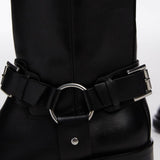 Topshop Leam Premium Leather Biker Boots in Black