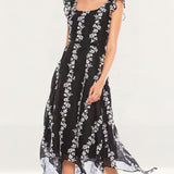 Talulah Black Floral Midi Dress