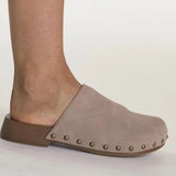 Glamorous Taupe Studded Mule-Clogs