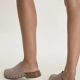 Glamorous Taupe Studded Mule-Clogs