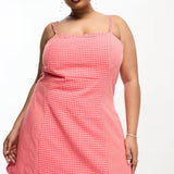 The Frolic Exclusive Plus Gingham Mini Cami Dress In Coral