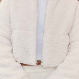 The Frolic Cropped Borg Jacket in Cream