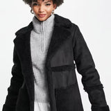 Threadbare Tall Harp Bonded Coat with Borg Detail in Black – coats & jackets by Threadbare, available to rent from Hirestreet