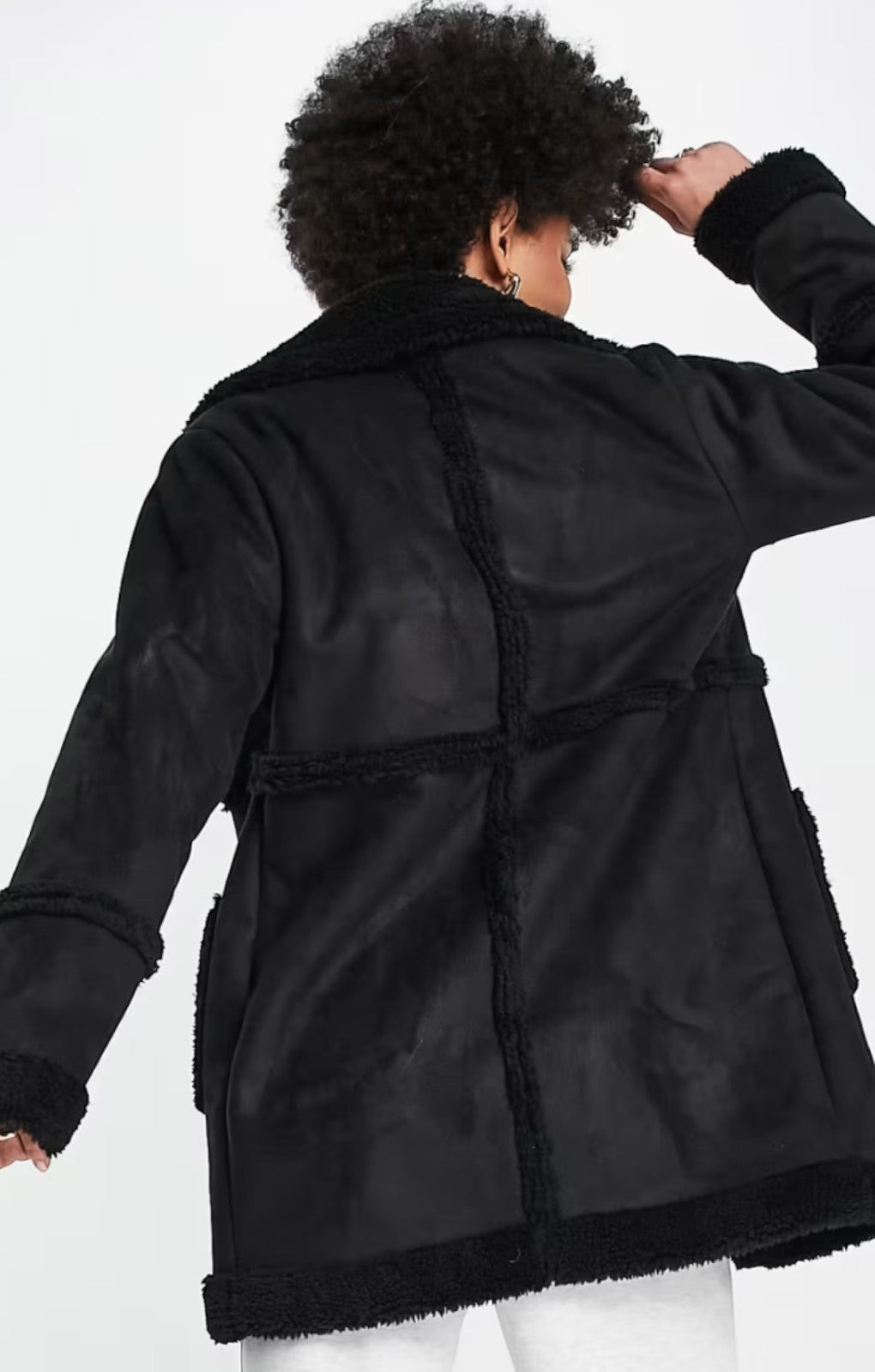 Threadbare Tall Harp Bonded Coat with Borg Detail in Black – coats & jackets by Threadbare, available to rent from Hirestreet