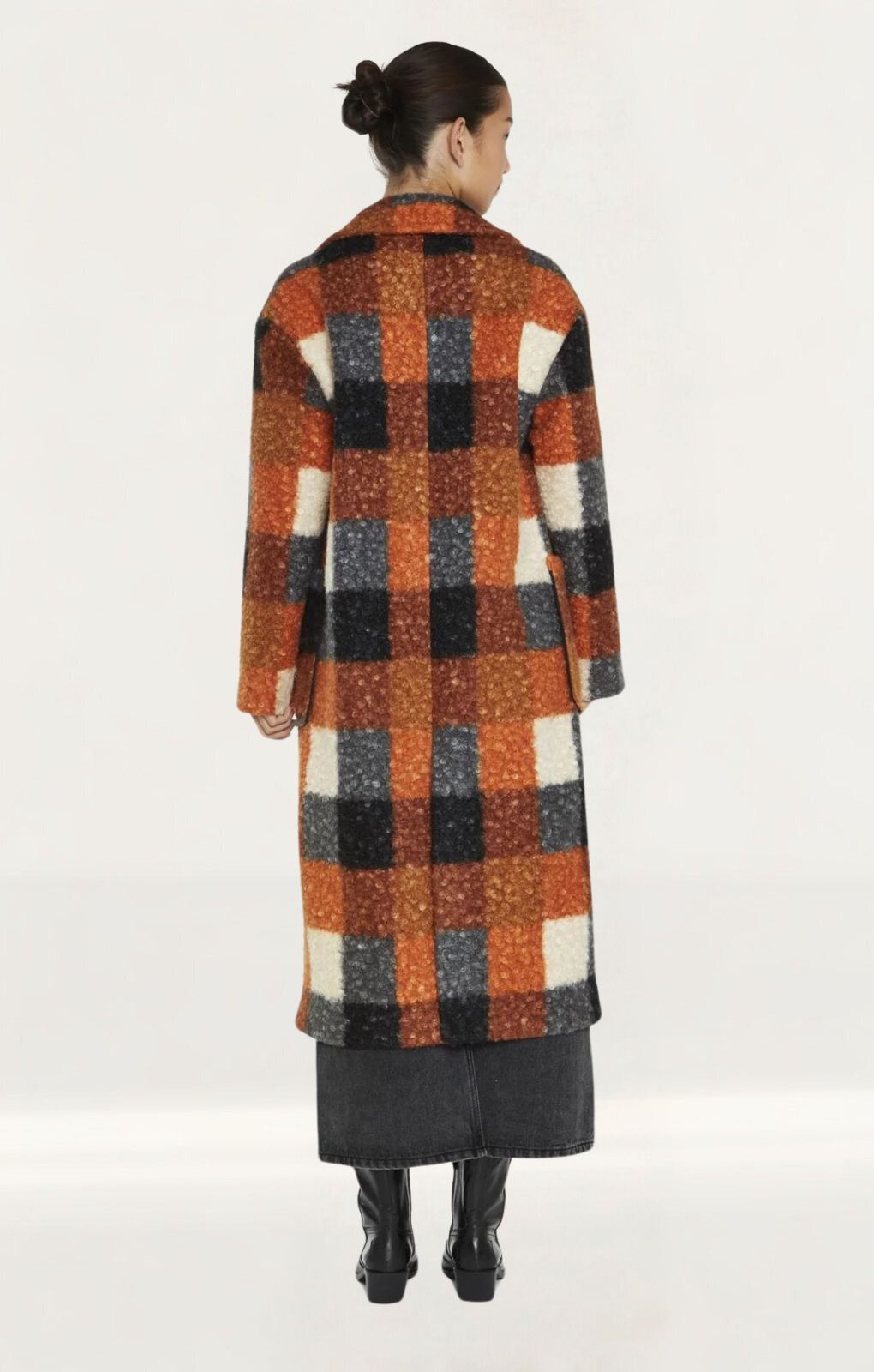 Glamorous Orange Multi Check Double Breasted Coat