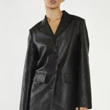 Glamorous Black PU Oversized Blazer