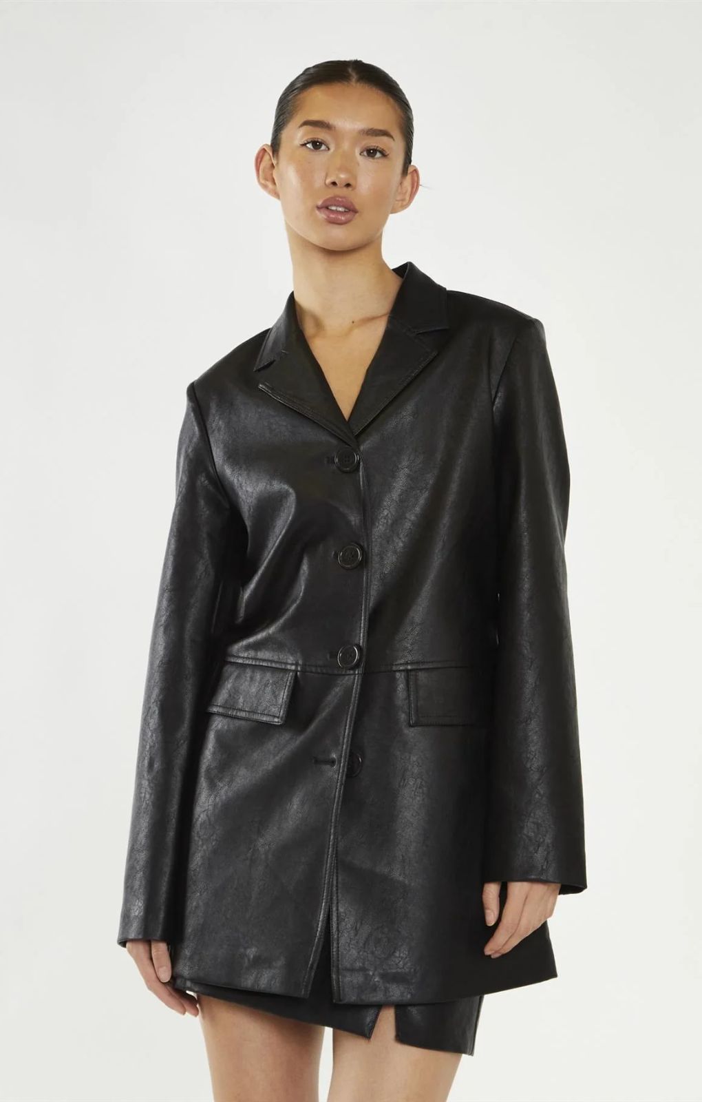 Glamorous Black PU Oversized Blazer