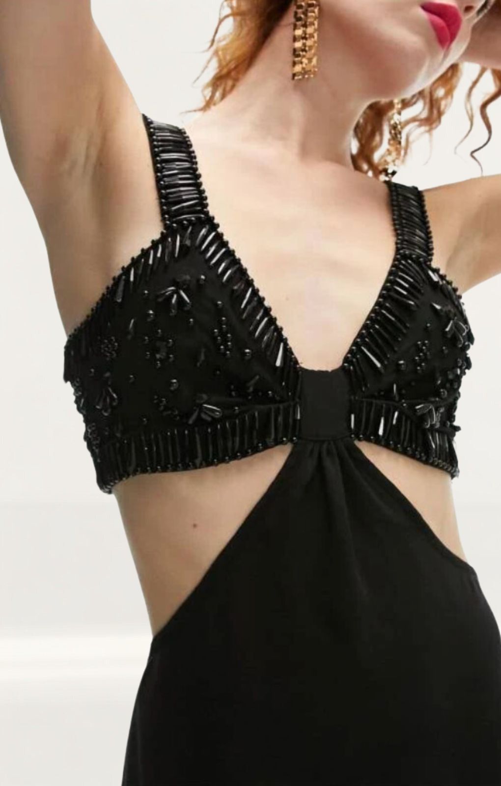 Topshop Embellished Sheer Knot Front Bralet Midi Dress In Black
