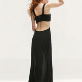 Topshop Embellished Sheer Knot Front Bralet Midi Dress In Black