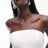 Topshop Colour Block Sarong Bandeau Maxi Dress In Ivory And Black