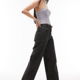 Topshop Denim Corset In Grey