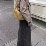 Topshop Denim Stretchy Maxi Skirt In Coated Indigo